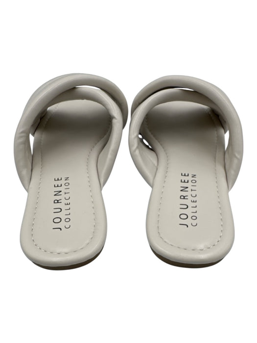 Journee Collection Shoe Size 7.5 White Leather Criss Cross Open Toe Puff Sandals White / 7.5