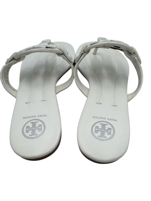 Tory Burch Shoe Size 7 White Leather Logo Flip flop Thong Strap Sandals White / 7