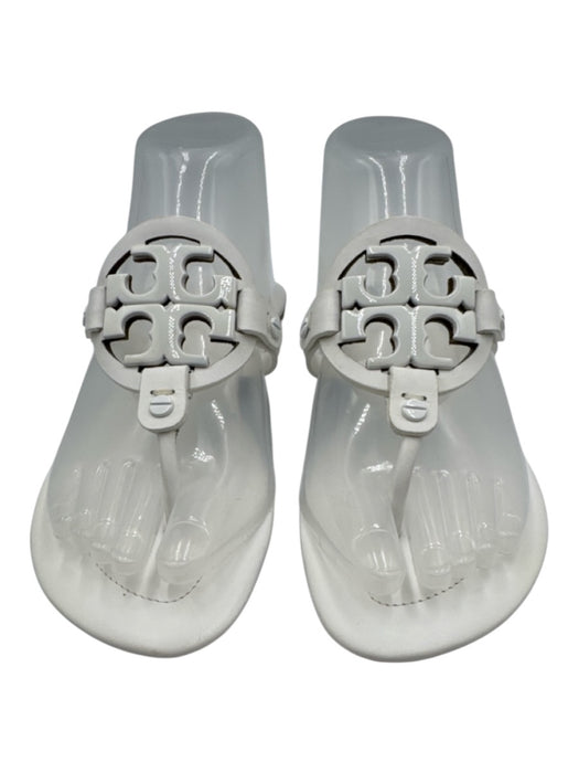 Tory Burch Shoe Size 7 White Leather Logo Flip flop Thong Strap Sandals White / 7