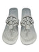 Tory Burch Shoe Size 7 White Leather Logo Flip flop Thong Strap Sandals White / 7