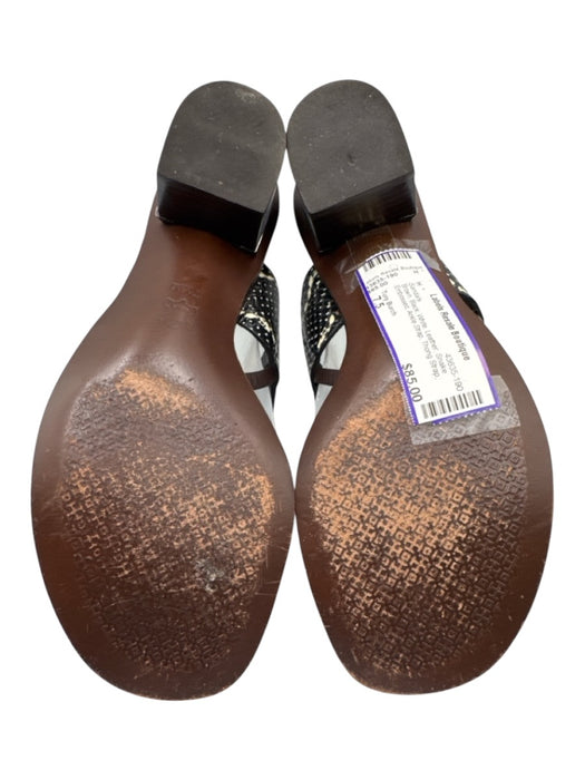 Tory Burch Shoe Size 7.5 Brown, Black, White Leather Snake Embossed Sandals Brown, Black, White / 7.5