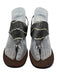Tory Burch Shoe Size 7.5 Brown, Black, White Leather Snake Embossed Sandals Brown, Black, White / 7.5