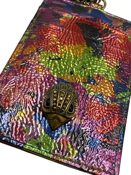 Kurt Geiger Purple & Multi Leather Shimmer Card Holder Crossbody Chain Wallets Purple & Multi