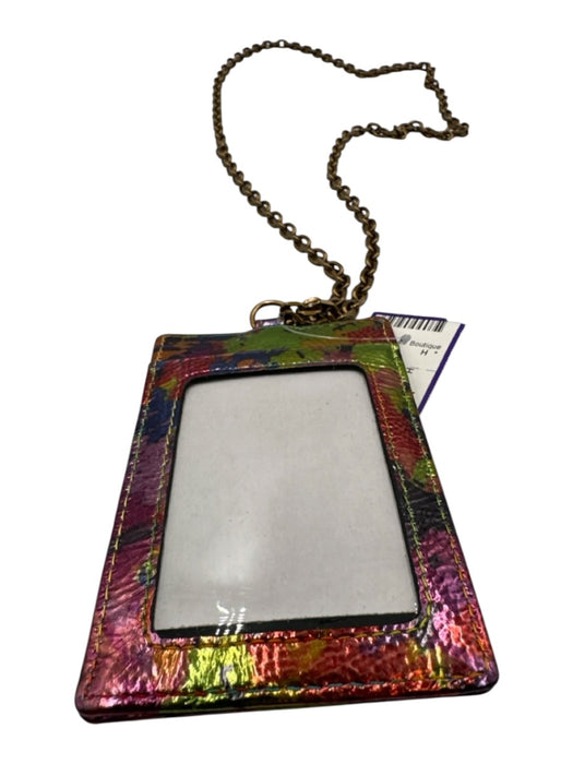Kurt Geiger Purple & Multi Leather Shimmer Card Holder Crossbody Chain Wallets Purple & Multi