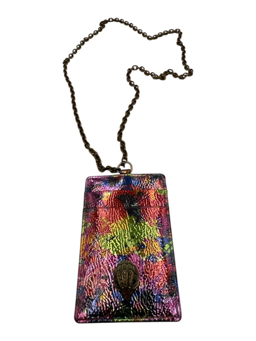 Kurt Geiger Purple & Multi Leather Shimmer Card Holder Crossbody Chain Wallets Purple & Multi