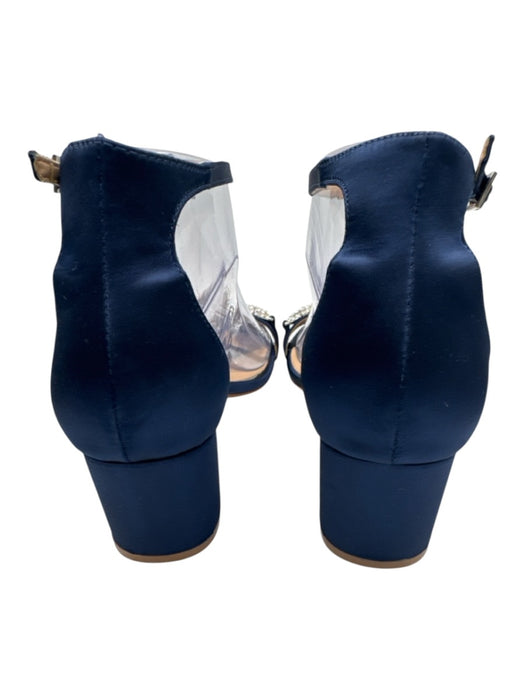 Jewel Badgley Mischka Shoe Size 8 Navy blue & silver Satin Bedazzled Sandals Navy blue & silver / 8
