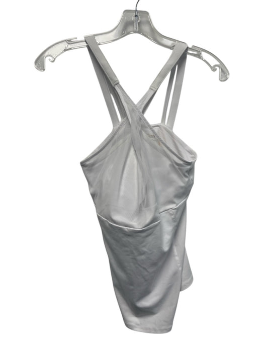 Alo Size L White Nylon & Spandex Spaghetti Strap Mesh Detail Shelf Bra Top White / L