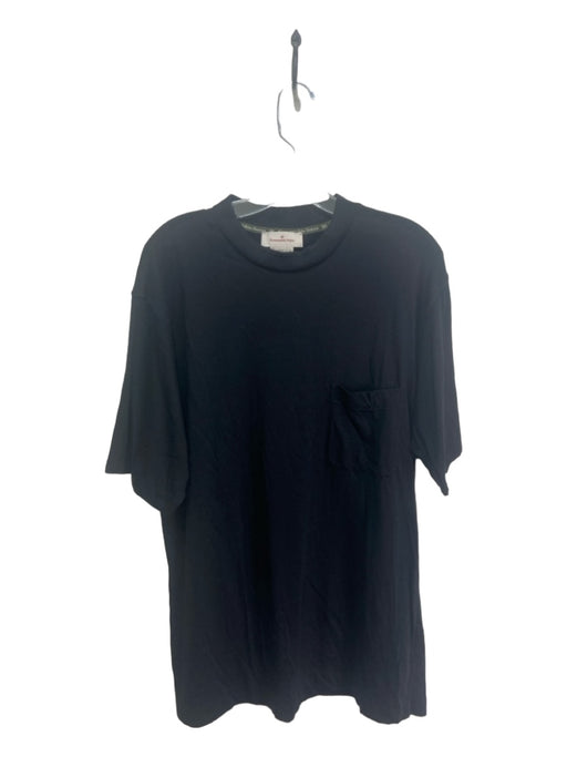 Zegna Size L Black Cotton Blend Solid T Shirt Men's Short Sleeve L