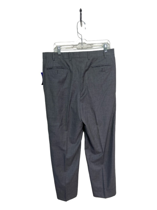 Zanella Size 35 Light Gray Wool Blend Grid Dress Men's Pants 35