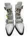 Chloe Shoe Size 37.5 White & Black Leather strap lace up Cuban Heel Cutout Boots White & Black / 37.5