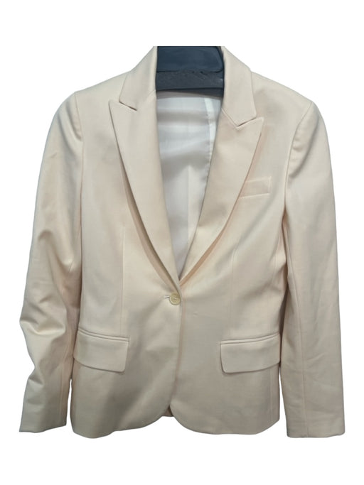 Theory Size 4 Off White Wool Blend One Button Pockets Blazer Jacket Off White / 4