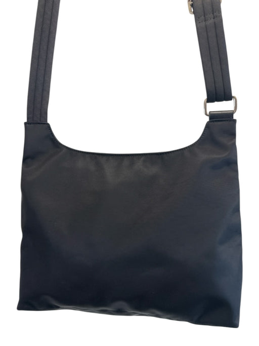 Longchamp Black Nylon Zip Close Adjustable Strap Silver Tone Hardware Bag Black