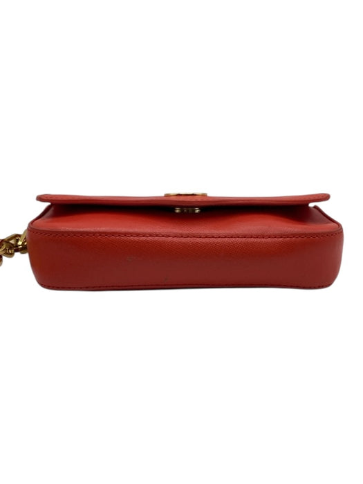 Tory Burch Coral Orange Saffiano Leather Gold Tone Hardware Logo Flap Bag Coral Orange / Mini