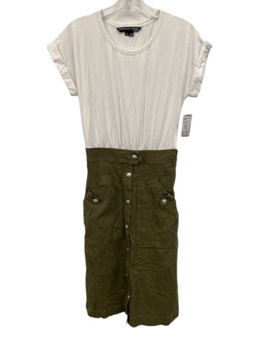 Veronica Beard Jeans Size XS White & Green Cotton Blend Short Sleeve Dress White & Green / XS