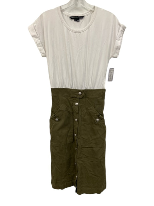 Veronica Beard Jeans Size XS White & Green Cotton Blend Short Sleeve Dress White & Green / XS