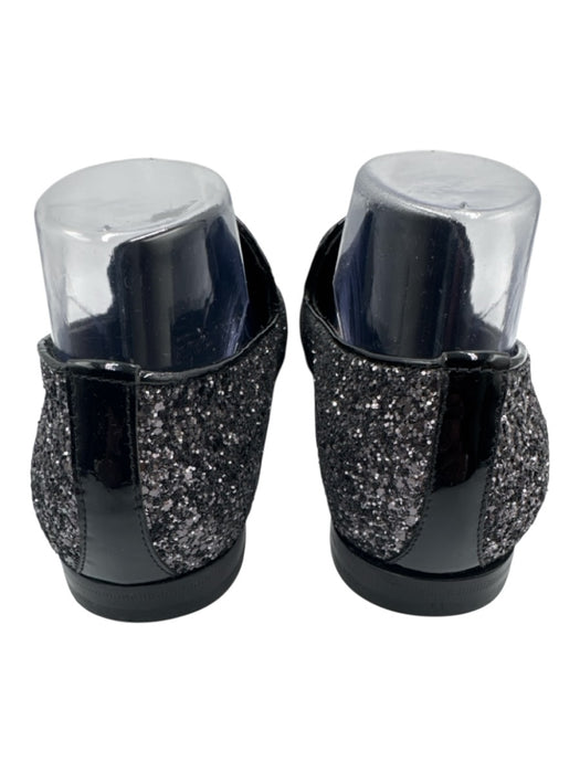 Jimmy Choo Shoe Size 40.5 Dark Silver Textile & Leather Upper Glitter Loafers Dark Silver / 40.5