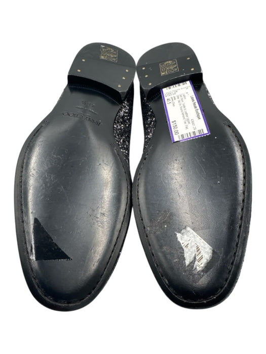 Jimmy Choo Shoe Size 40.5 Dark Silver Textile & Leather Upper Glitter Loafers Dark Silver / 40.5