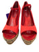Chanel Shoe Size est 38 Red & Brown Satin Upper Quilted Detail Peep Toe Pumps Red & Brown / est 38