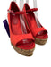 Chanel Shoe Size est 38 Red & Brown Satin Upper Quilted Detail Peep Toe Pumps Red & Brown / est 38