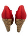 Chanel Shoe Size est 38 Red & Brown Satin Upper Quilted Detail Peep Toe Pumps Red & Brown / est 38
