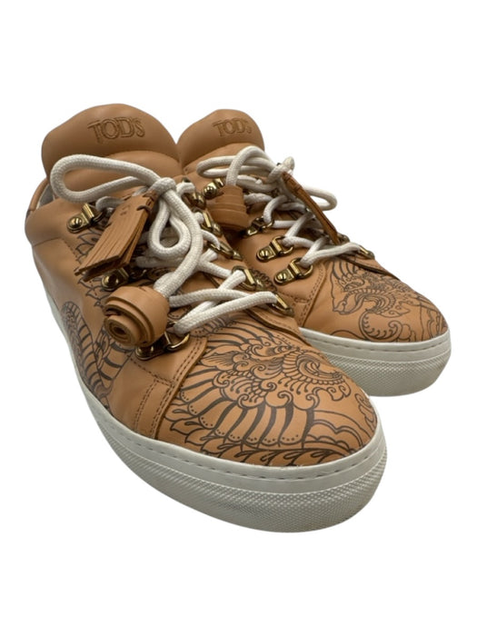 Tod's x Saira Hunjan Shoe Size 42 Beige Leather Upper Dragon Print Sneakers Beige / 42