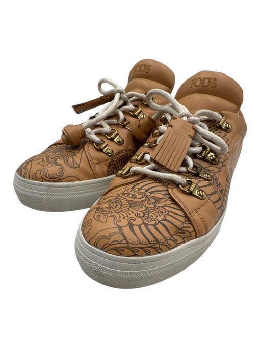Tod's x Saira Hunjan Shoe Size 42 Beige Leather Upper Dragon Print Sneakers Beige / 42