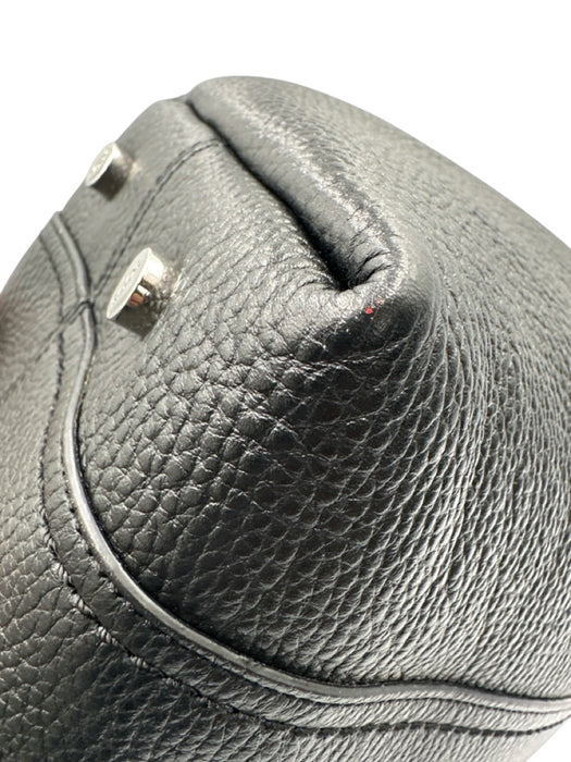 Tod's Black Leather Magnetic Snap Rolled Top Handles Pebbled Tote Bag Black
