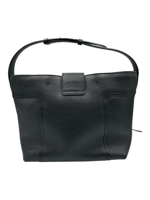 Tod's Black Leather Magnetic Snap Rolled Top Handles Pebbled Tote Bag Black