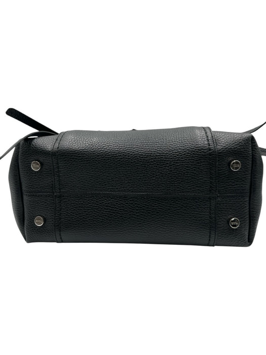 Tod's Black Leather Magnetic Snap Rolled Top Handles Pebbled Tote Bag Black