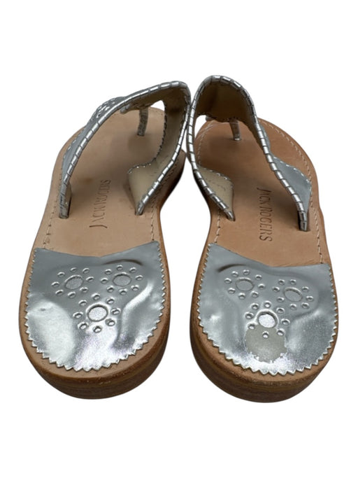 Jack Rogers Shoe Size 11 Silver Leather Thong Sandals Silver / 11