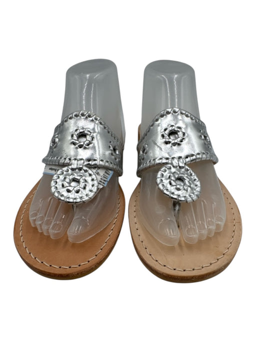 Jack Rogers Shoe Size 11 Silver Leather Thong Sandals Silver / 11