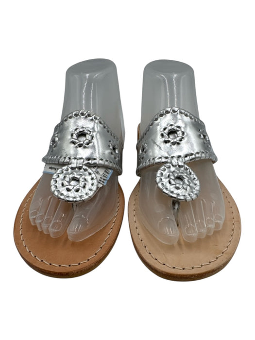 Jack Rogers Shoe Size 11 Silver Leather Thong Sandals Silver / 11