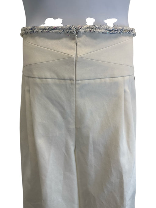 Chanel Size 50 Off White Cotton Blend Iridescent Frayed Detail Wide Leg Pants Off White / 50