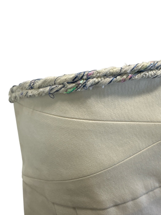 Chanel Size 50 Off White Cotton Blend Iridescent Frayed Detail Wide Leg Pants Off White / 50