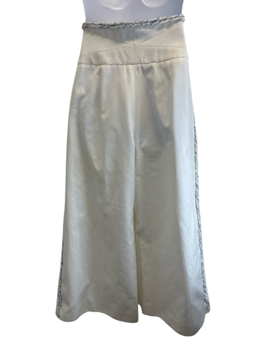Chanel Size 50 Off White Cotton Blend Iridescent Frayed Detail Wide Leg Pants Off White / 50