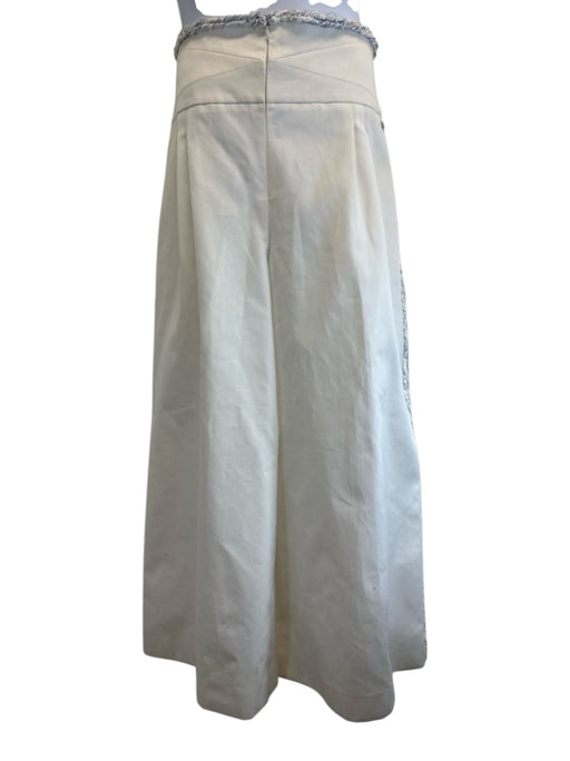 Chanel Size 50 Off White Cotton Blend Iridescent Frayed Detail Wide Leg Pants Off White / 50