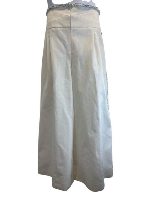 Chanel Size 50 Off White Cotton Blend Iridescent Frayed Detail Wide Leg Pants Off White / 50