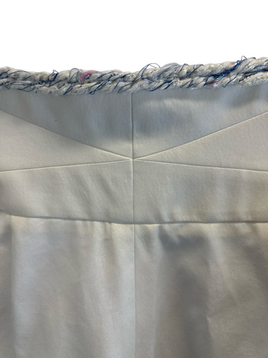 Chanel Size 50 Off White Cotton Blend Iridescent Frayed Detail Wide Leg Pants Off White / 50