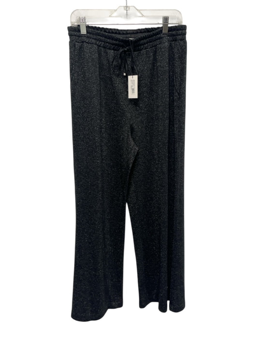 Milly Size Large Black Cotton Blend Glitter Sweatpant Pants Black / Large