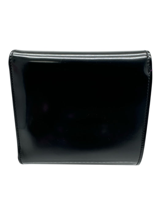 Cartier Black Patent Leather Silver Hardware Bi- Fold Card holder Wallets Black