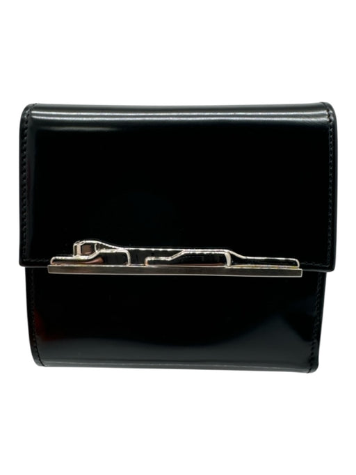 Cartier Black Patent Leather Silver Hardware Bi- Fold Card holder Wallets Black