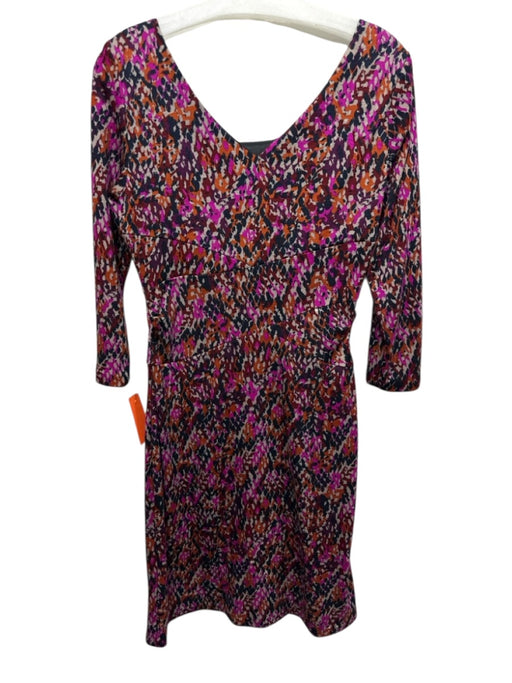 Diane Von Furstenberg Size 10 Fuchsia, Black, Orange Wool Speckled Sheath Dress Fuchsia, Black, Orange / 10