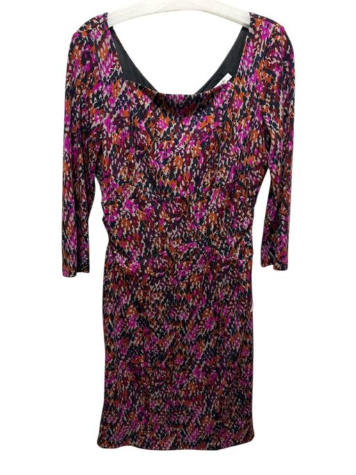 Diane Von Furstenberg Size 10 Fuchsia, Black, Orange Wool Speckled Sheath Dress Fuchsia, Black, Orange / 10