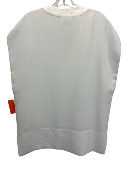 Vince Size XL Cream Polyester Satin Trim V Neck Cap Sleeve split hem Top Cream / XL