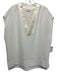 Vince Size XL Cream Polyester Satin Trim V Neck Cap Sleeve split hem Top Cream / XL