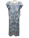 Rebecca Taylor Size 10 Blue, Green, White Silk Floral Tie Waist Below knee Dress Blue, Green, White / 10