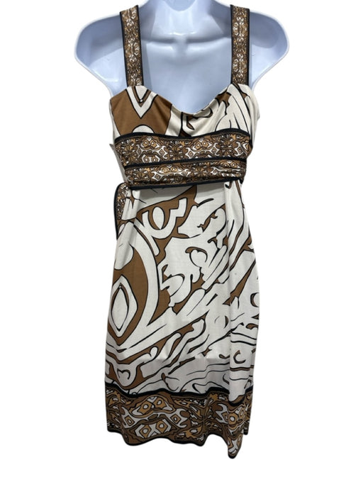 Diane Von Furstenberg Size 8 Cream, Brown, Black Silk Wrap Empire Waist Dress Cream, Brown, Black / 8