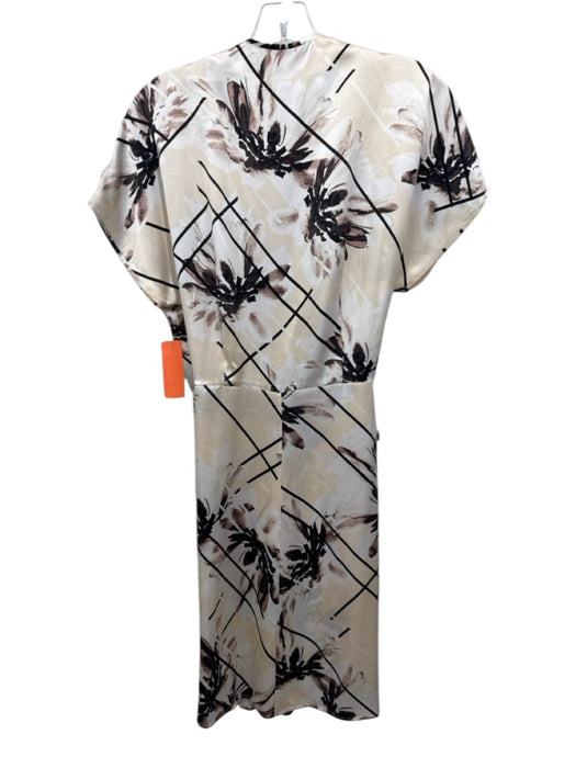 Equipment Femme Size S Cream & Brown Silk Abstract Wrap Dress Cream & Brown / S