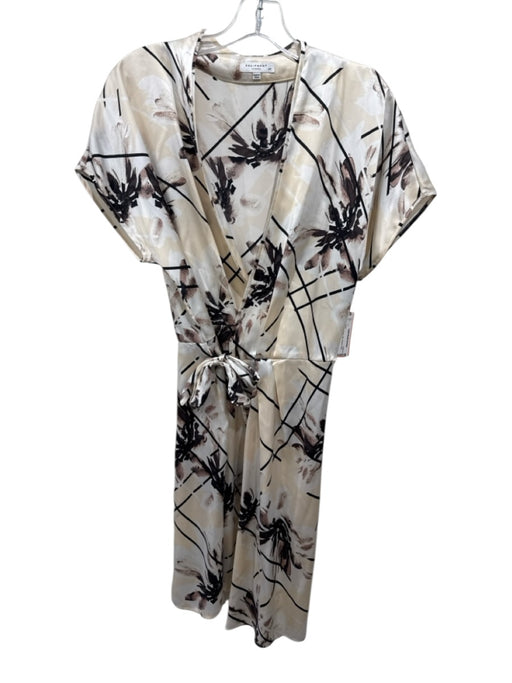 Equipment Femme Size S Cream & Brown Silk Abstract Wrap Dress Cream & Brown / S
