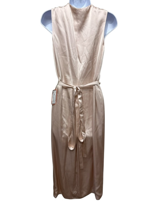 A Plan Application Size L Ballet Pink Viscose Satin Wrap Sash Below knee Dress Ballet Pink / L